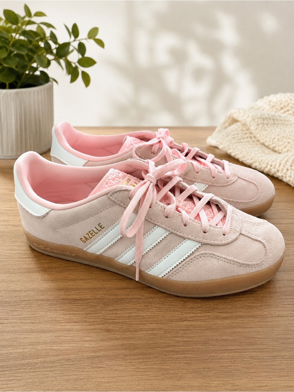 adidas Gazelle Women’s Pink Suede Sneakers with White Stripes